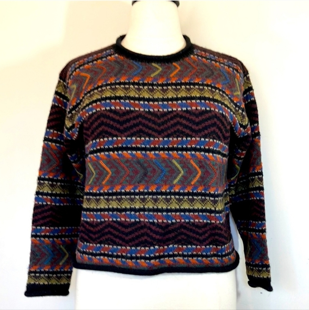 Peruvian Connection alpaca crewneck knitted pullover sz L.